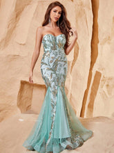 Elegant Mesh Insert Sequin Mermaid Hem Tube Dress - Elonnashop